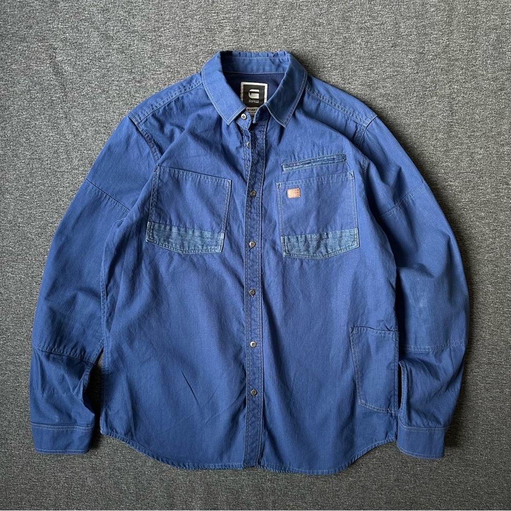 G-Star Men's Blue and Navy Shirt